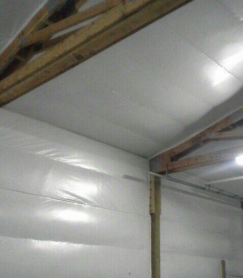 Insulated ceiling and walls inside a building